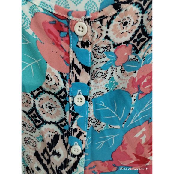 Women Within Size 3X Floral Flowy Boho Patchwork Beachy Resort Tank Top - Picture 6 of 8